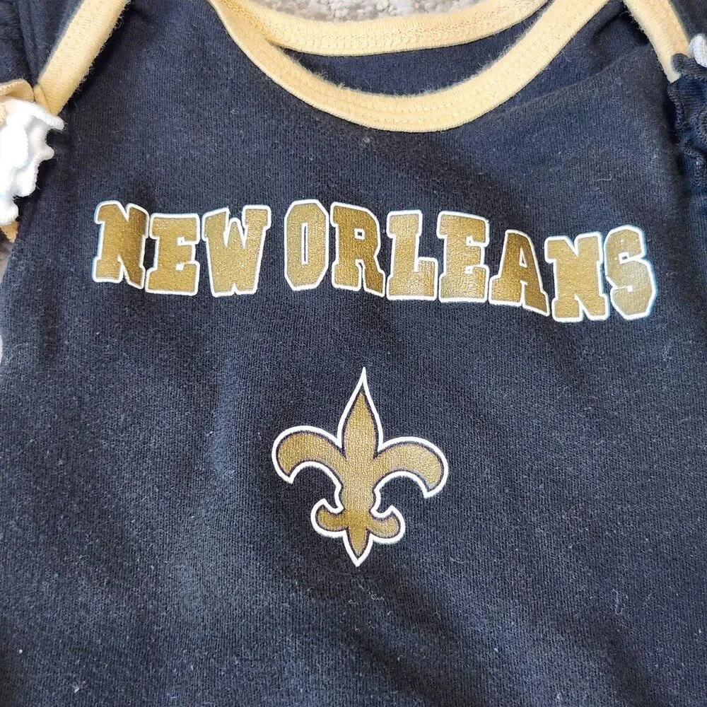 NFL New Orleans Saints baby girl short sleeve bodysuits size 3-6 months